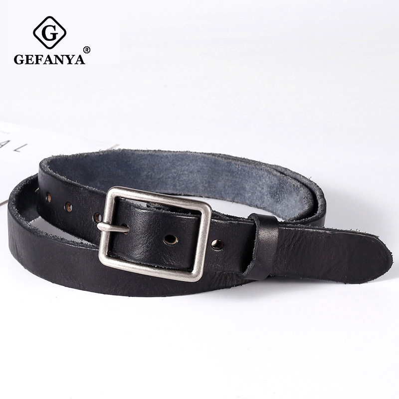 

Retro Designer Thin Genuine Leather Belt for Women Waistband Strap Metal Buckle Belts for Female Strap Jeans Dress Accessories, Black