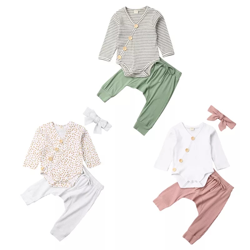 

3-18M Newborn Infant Baby Girl Boy Long Sleeve Tops Romper Pants Autumn Cotton Outfits Clothes