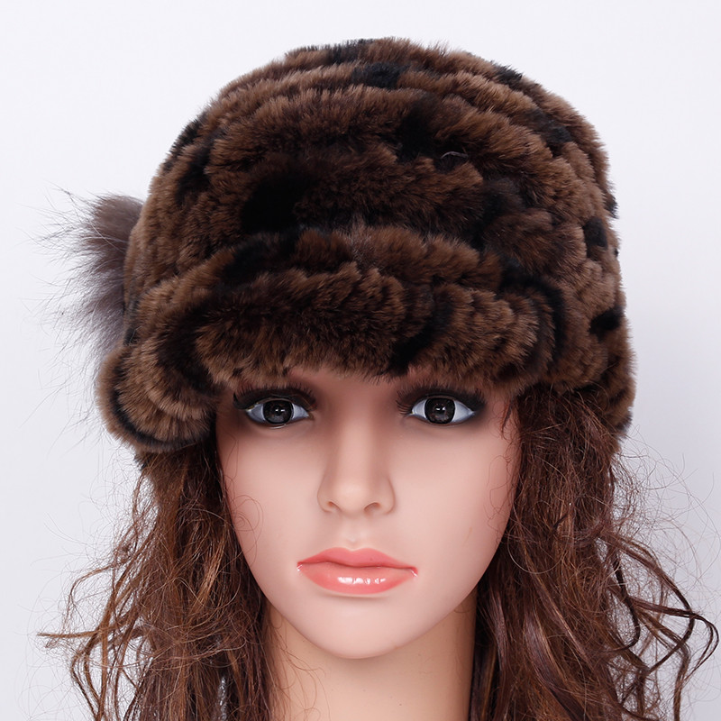 

Winter Female Hats Real Rex Fur hat Women Winter Caps