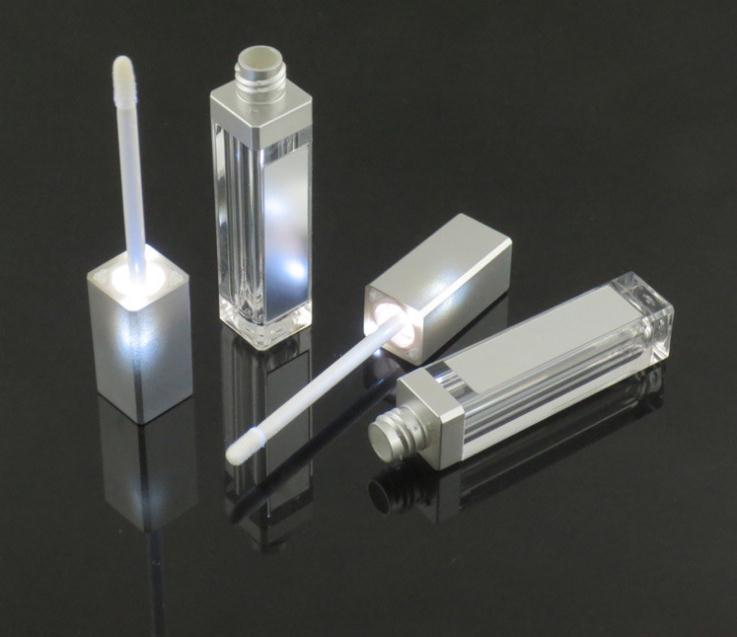 

7.5ML LED light lip gloss bottle container with mirror attached and 12.1mm LED lipstick tube empty cosmetic package SN004