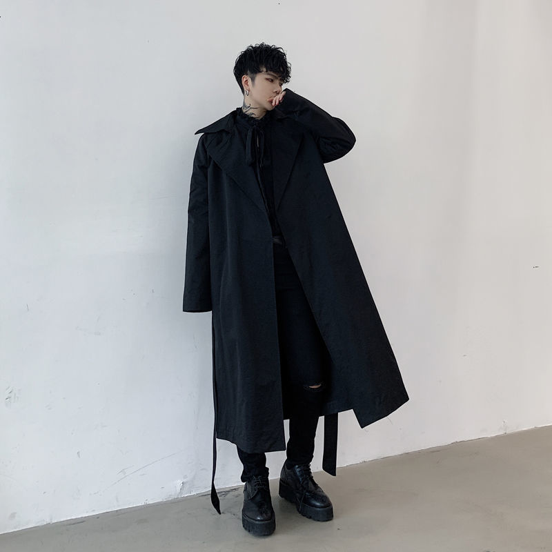 

Hybskr 2020 Autumn Winter New Men Casual Loose Windbreaker Coats Woman Oversize Long Sleeve Classic Jackets Male Clothing, Black