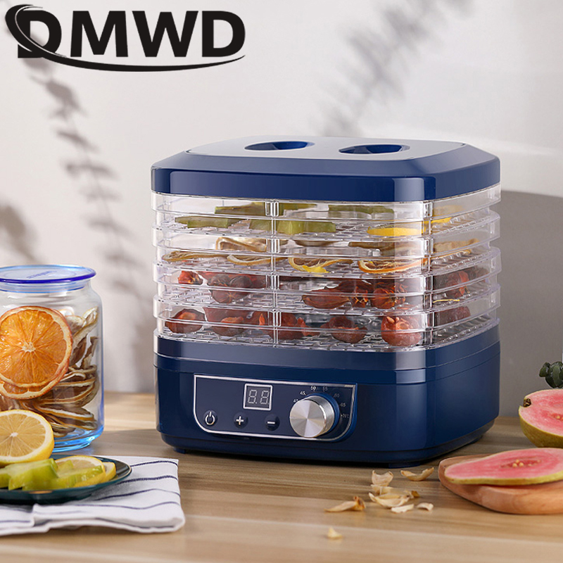 

DWWD Dried Fruit Vegetables Meat Machine Household MINI Dehydrator Pet Meat Dehydrated 5 trays Snacks Air Dryer EU US