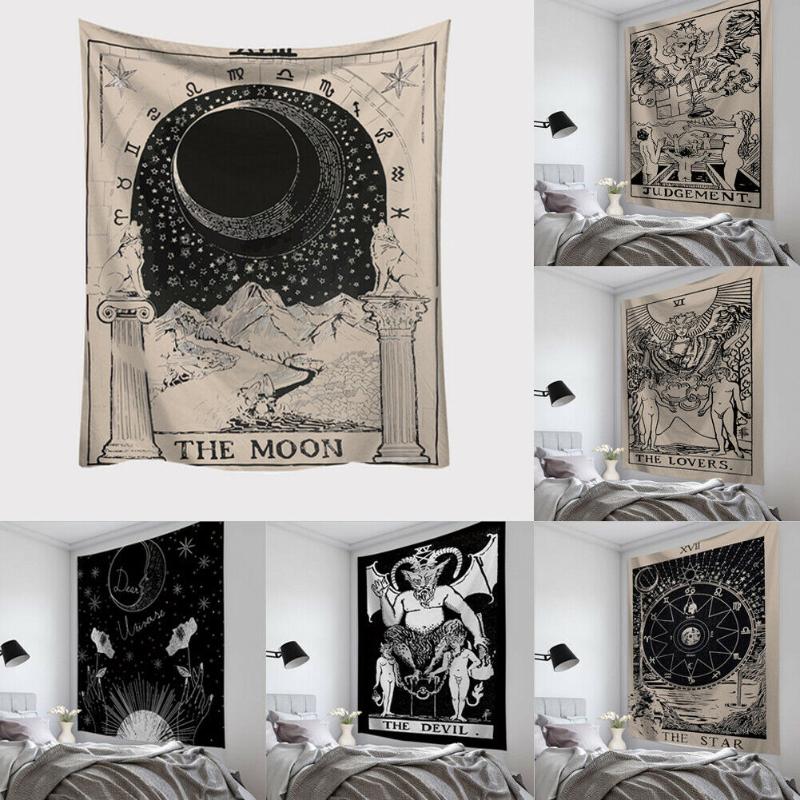 Dropship Tarot Card Tapestry Wall Hanging Astrology Divination Bedspread Yoga Beach Mat-image-582664201