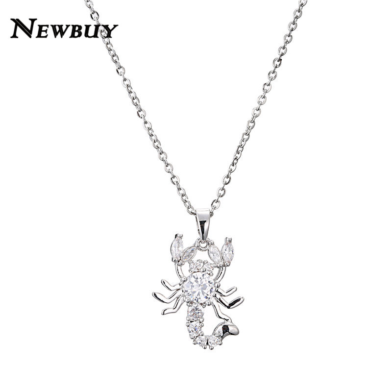 

cmoonry Trendy Women Crystal Jewelry Gold Color Link Chain Necklace Luxury CZ Scorpion Pendant Necklace For Women Men