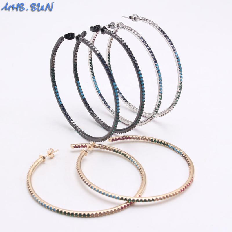 

MHS.SUN new fashion cubic zircon big hoop earrings for women luxury cz jewelry earrings lady party gift 1pair/lot dropship