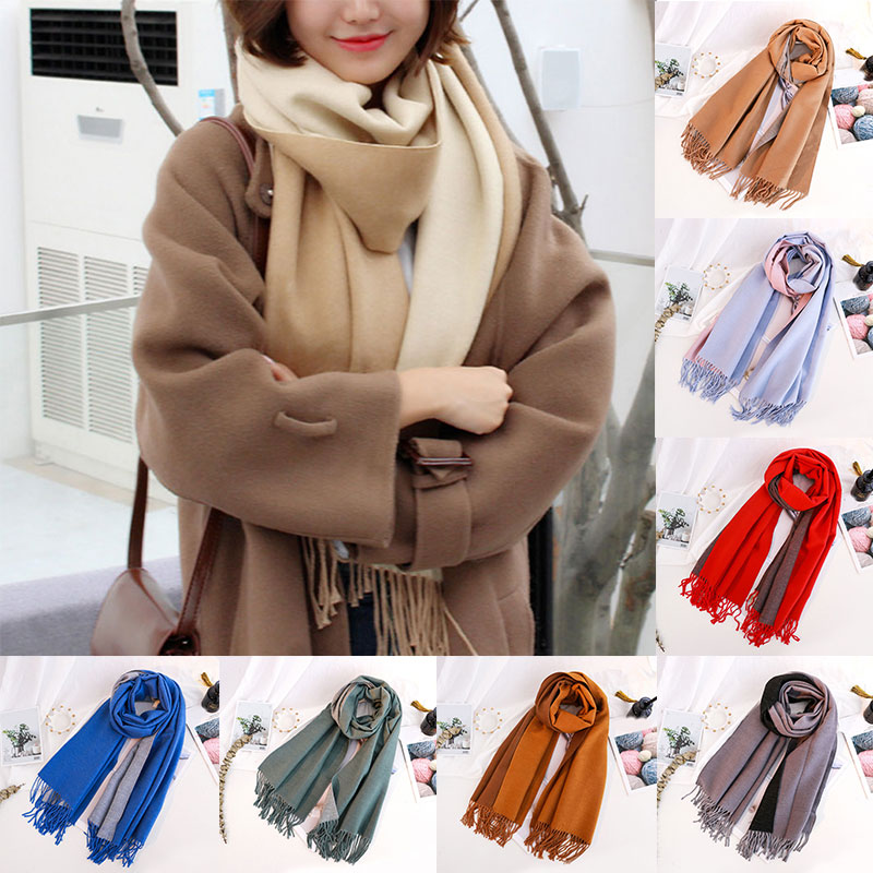 

Scarves Tassels Thick Warm Winter Scarf Foulard Hijab Luxury Long Shawls Wraps Imitated Cashmere Double-sided Shawl Head Scarve