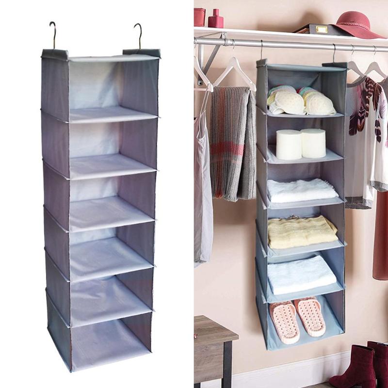 

6 Layers Organizer Wardrobe With Pouch For Shoe Sundry Closet Transparent Hanger Bag Wall Bag Door Storage Organizer, As shown