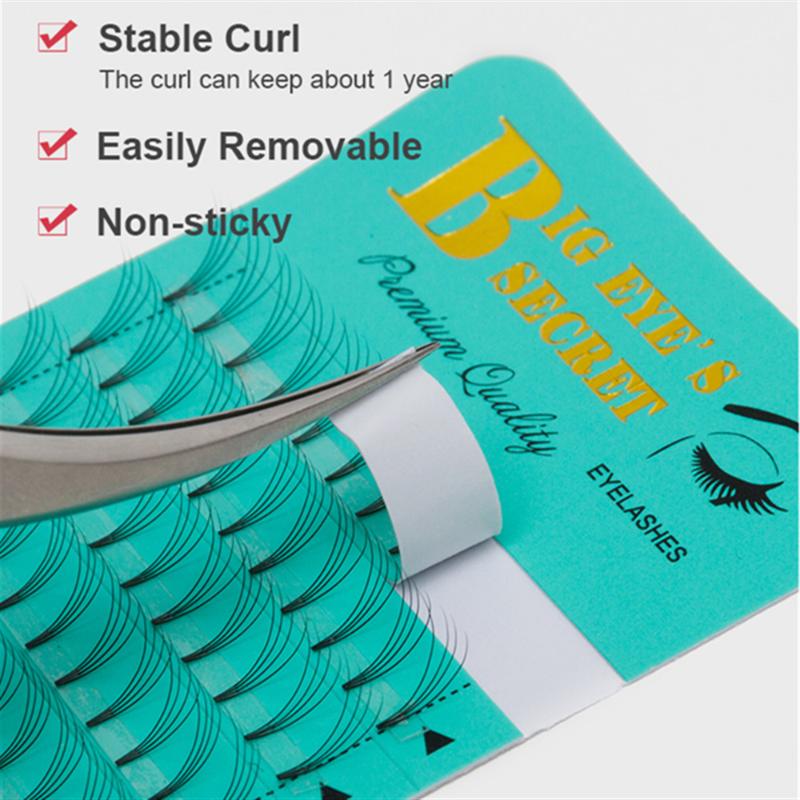 

BES Natural Soft Eyelashes Extension Short Stem Premade Fans 3D-6D 8-15mm False Eyelashes 1 Tray Premade Volume Fans Heat Bond