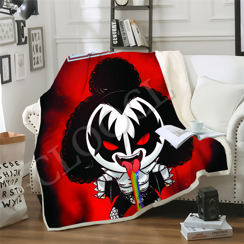 

CLOOCL Factory Wholesale Hip Hop Rock Band KISS Blanket 3D Print Double Layer Casual Sofa Youth Bedding Throw Fashion Blankets