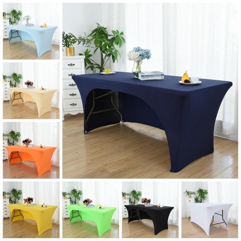 

Wedding spandex table cloth table cover rectangular lycra linen one side open hotel banquet party name cloth, Yellow