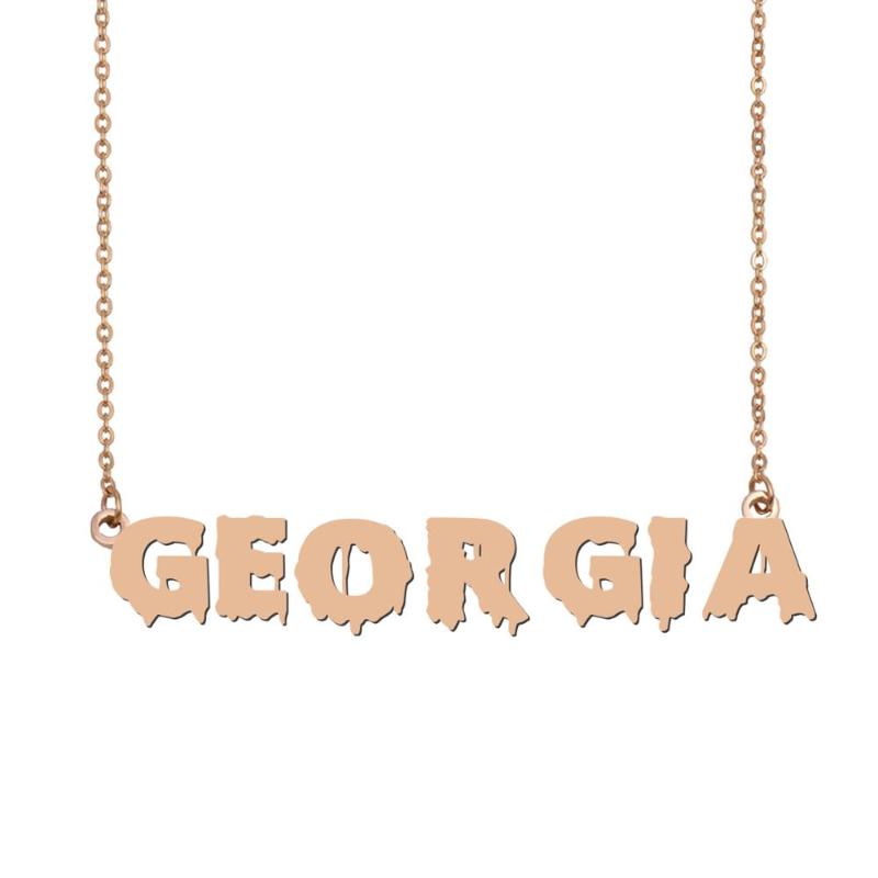 

Georgia Name Necklace , Cool Bloody Art Name Necklace for Halloween and Santa's Day Jewelry Gift for Kids Boys Girls