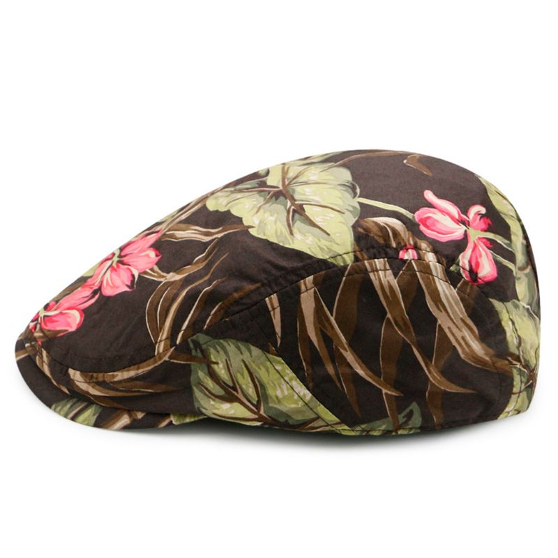 

Women Floral Pineapple Print Beret Flat Cap Sunscreen Visor Newsboy Peaked Hat