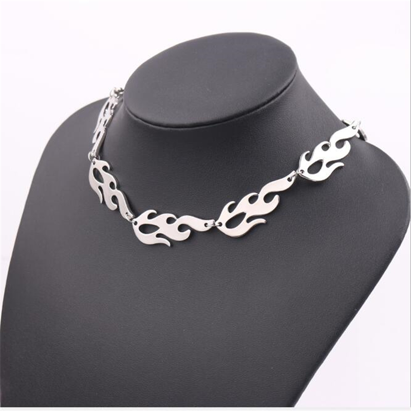 

Fashion Jewelry Flame Necklace Sets Rock Chain Unisex Choker For Women Men 2020 Punk Hip Hop Gift Party Accessories