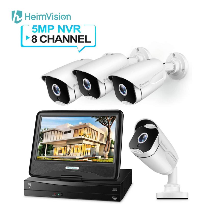 

HeimVision HM541 5MP POE Security Camera System 8CH NVR Kits Outdoor/Indoor Surveillance Cameras with 10 inch LCD Monitor