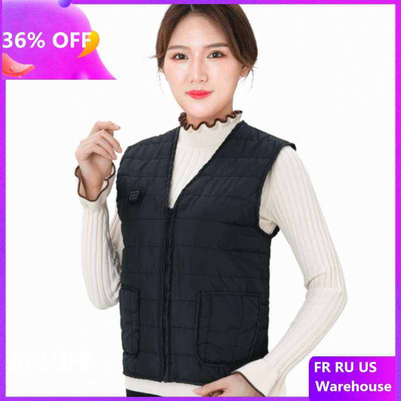 

Men Women Outdoor USB Infrared Heating Vest Flexible Electric Thermal Winter Warm Jacket Clothing For Sports Hiking Riding, Black