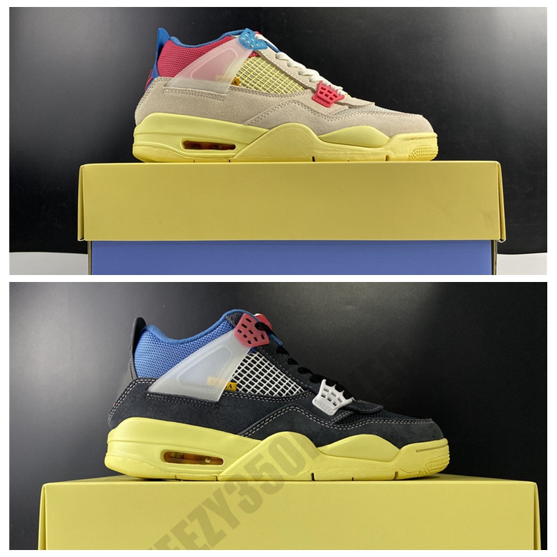 

2020 Union LA Jumpman 4s Off Noir Guava Ice Smoke Grey-Light Man Basketball Shoes 4 UN OG Real Leather Outdoor Sneakers With Box DC9533-800