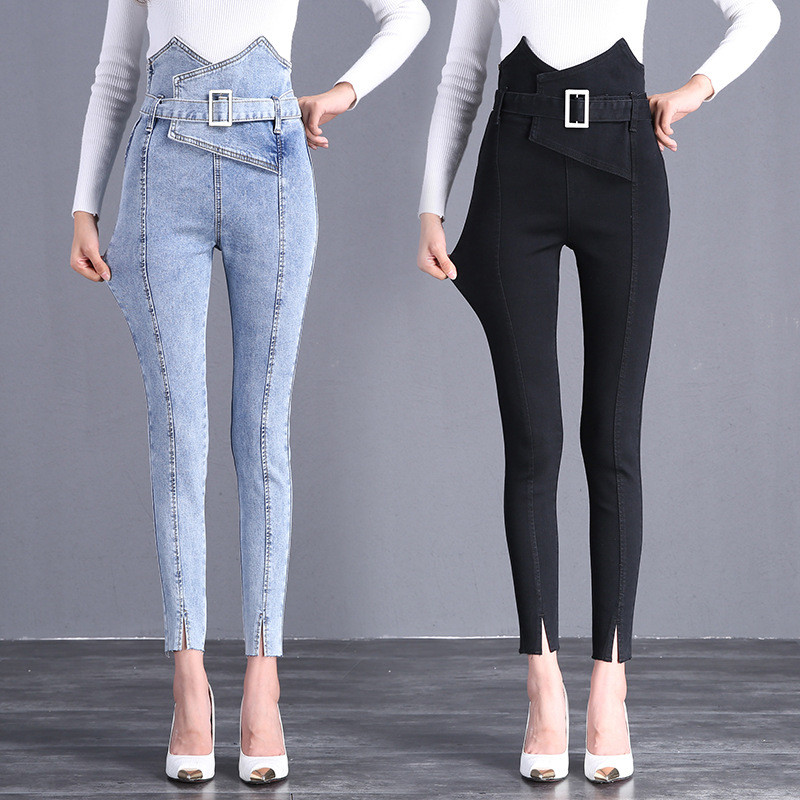 

Free Shipping 2020 new women' jeans Autumn jeans pencil pants Ankle-length, Black
