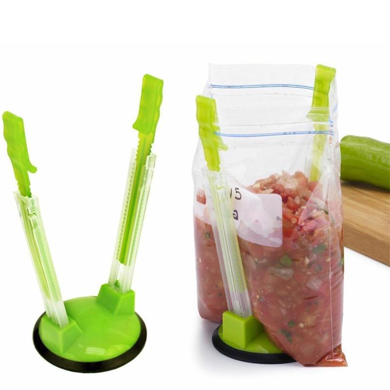 

Hands Free Baggy Rack Plastic Baggy Opener Rack Clip Food Storage Bag Holder Stand Machine Kitchen Tools