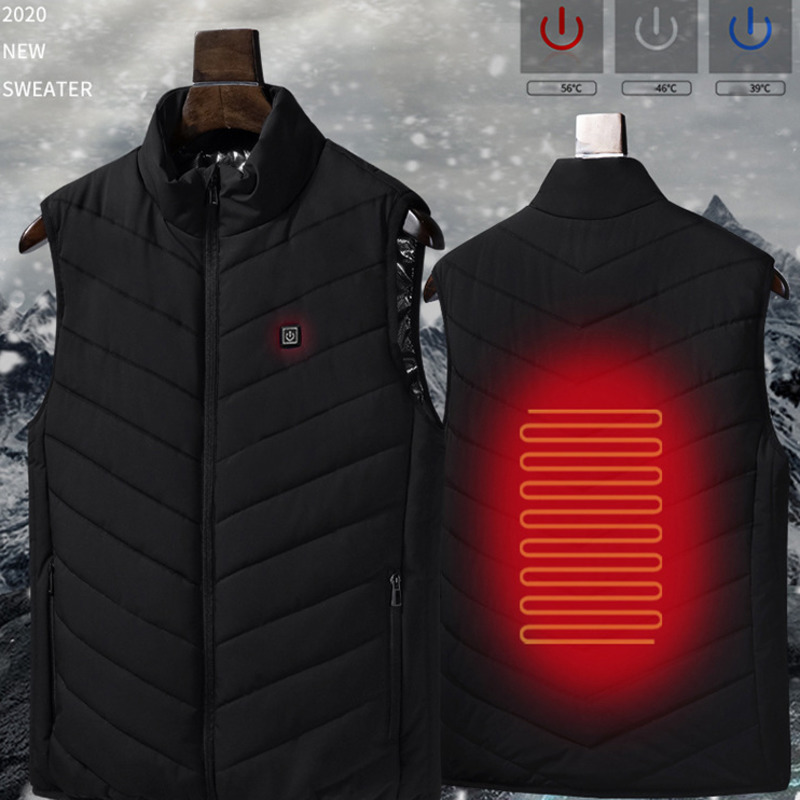 

Winter USB Men' Heated Vest Graphene Women' Electric Stand Collar Heating Cotton Vest Safety Intelligent Constant Temperature, Red