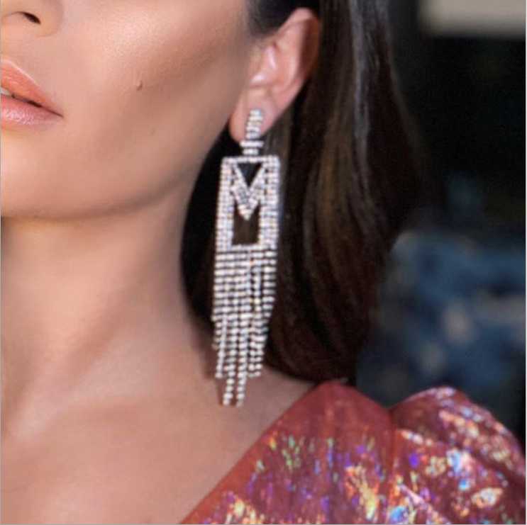 

Dangle & Chandelier Trendy Bride Rhinestone Long Tassel Earrings Luxury Crystal Big Drop For Women Wedding Party Jewelry