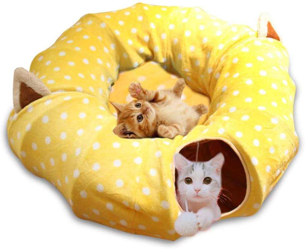 

2020 Cat Dog Tunnel Bed with Mat Metacrafter Collapsible 3 Way Cat Tube Condo Play Toy with Peek Hole Fun Ball Interactive Toys
