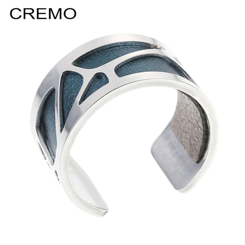 

Cremo Resizable Stainless Steel Open Rings Interchangeable Leather Rings For Women Agent Bijoux Bagues Pour Femme Anillos INS