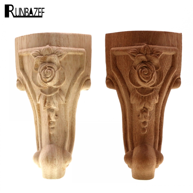 

RUNBAZEF Carved Solid Wood T Bed Sofa Table Feet European Furniture TV Cabinets Woodcarving Rose Feet Figurine Mini Crossbow
