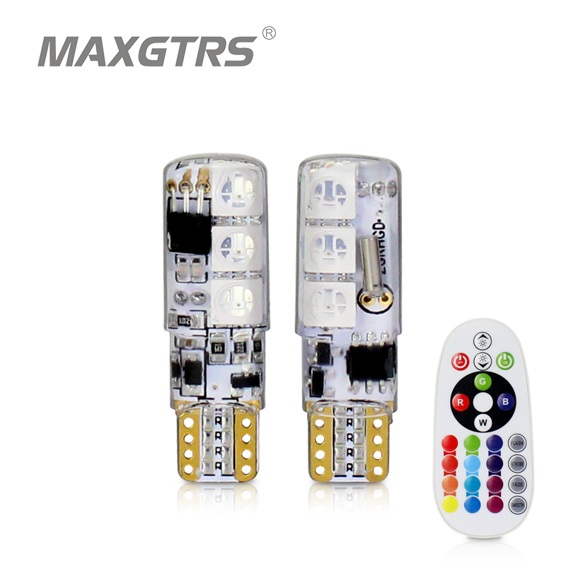 

Remote Controller T10 194 168 W5W SMD RGB Car Reading Wedge Light Lamp 6 LED 16 Colors LED Flash Strobe Bulb, As pic