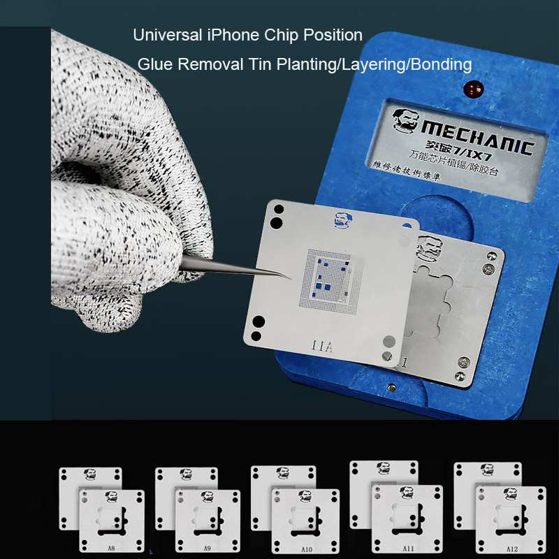 

MECHANIC Tin Planting Glue Removal Reballing Position BGA Stencil Heat Platform Repair Tools For A8/A9/A10/A11/A12 Chip