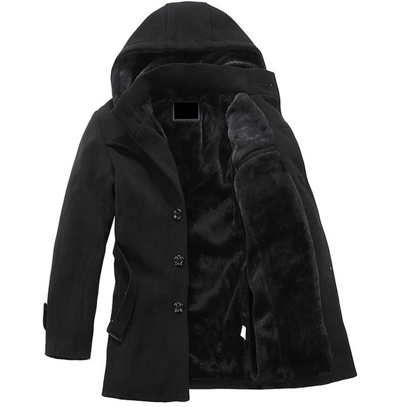 

Warm Autumn And Winter Men Casual Jacket Warm Coat Overcoat Fashion, Black