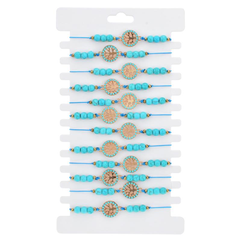 

Tree of Life Fatima Hand Blue Beads Bracelets Turquoises Adjustable Cotton Rope Chain Animal Charm Bracelet For Women Jewelry