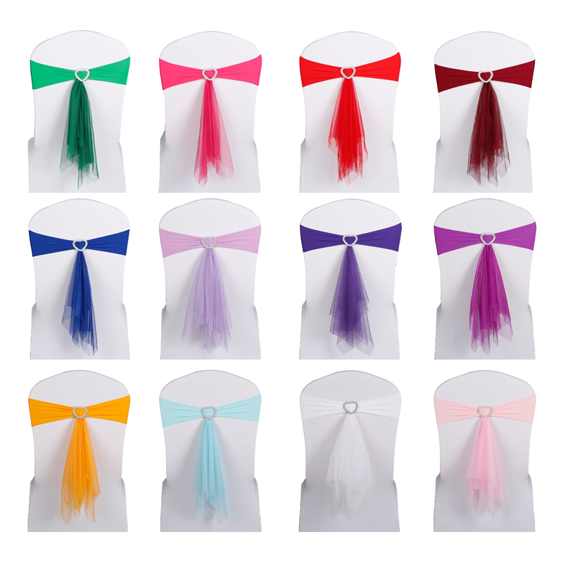 

Sashes 20pcs El Wedding Chair Band Decor Covers Bands Sash Spandex Organza For Banquet Decoration