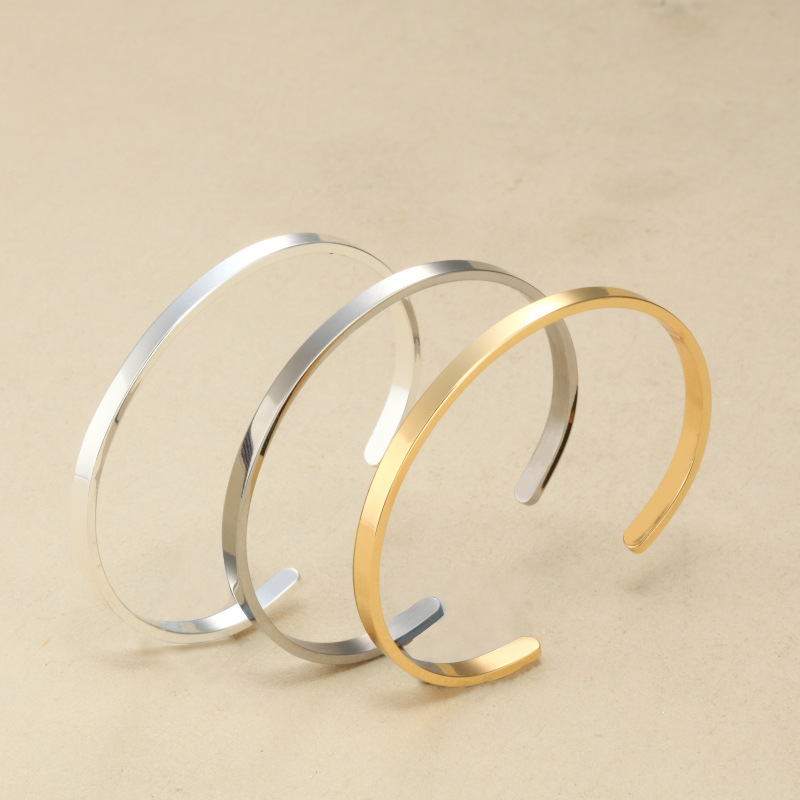 

Fashion Charm Inspirational Bracelet Jewelry C-type Open Smooth Stainless Steel Bracelet Bangle For Girl Gifts Jewelry