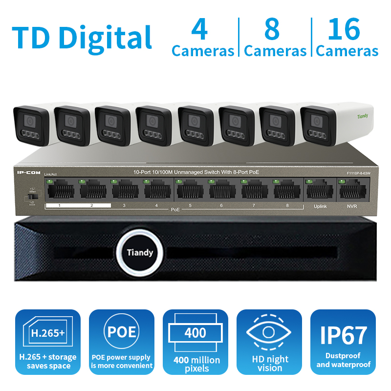 

FSD 4MP 8CH urveillance System Dome Infrared Camera POE NVR Kit Onvif Security Camera System Water Resisitance