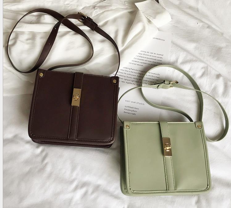 

2020 New Fashion Texture Shoulder Messenger Wild Temperament Simple Small Square Bag, Green