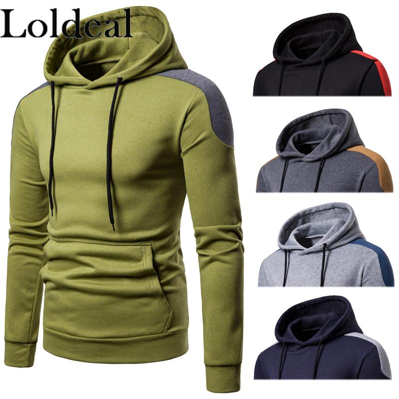 

Loldeal Men Colorblock Hoodie Fashion Casual Polyester Slim Sweatshirt, Black