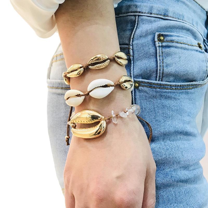 

Bohemian Summer Beach Women charm Bracelet Sea Irregular Stone Charm Bracelet Bangle Woman's accesories friendship bracelets