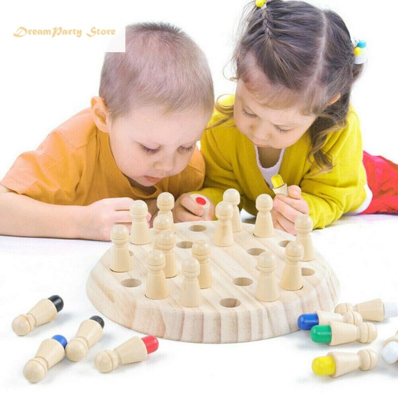 

Children Memory Board Games Wooden Color- Chess Pieces Party Games Intelligence Development Toys for Kids Baby