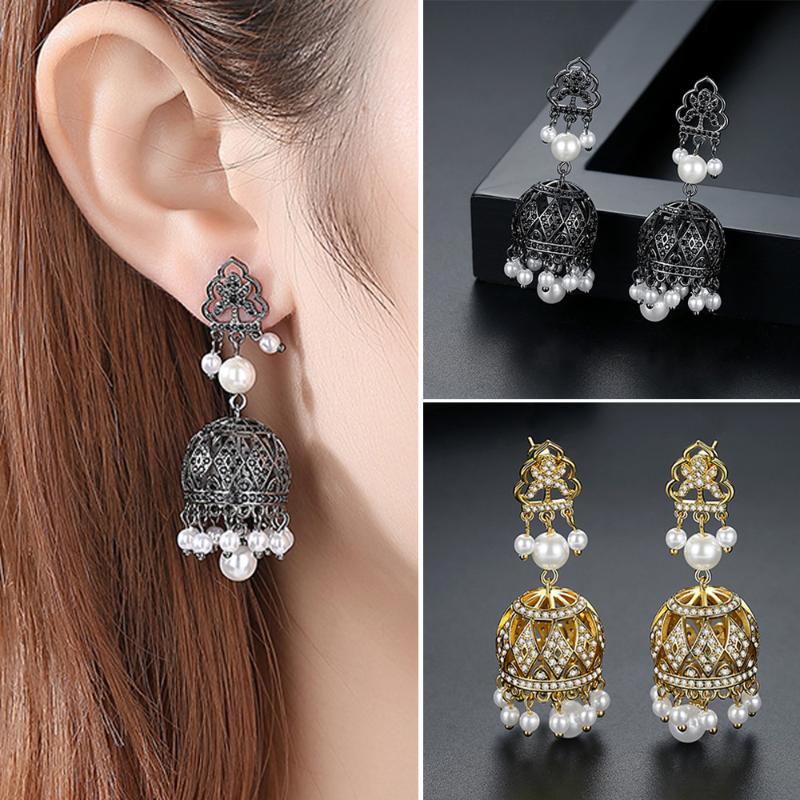 

Retro Bollywood Jhumka Jhumki Drop Earrings Gypsy Fashion Jewelry Beads Tassel Bell Dangle Earrings Bridal Women Party