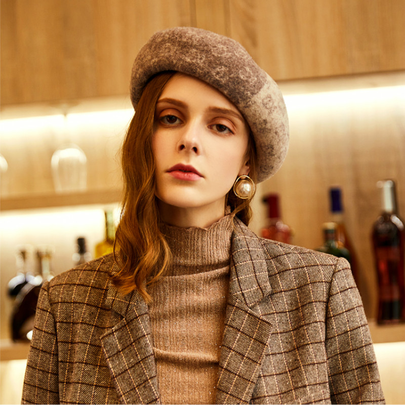 

H783 Girl Beret Hat Autumn Winter Fashion Warm Shopping Cap Women British Vintage Korean All-match Party Casual Berets Hats, Black
