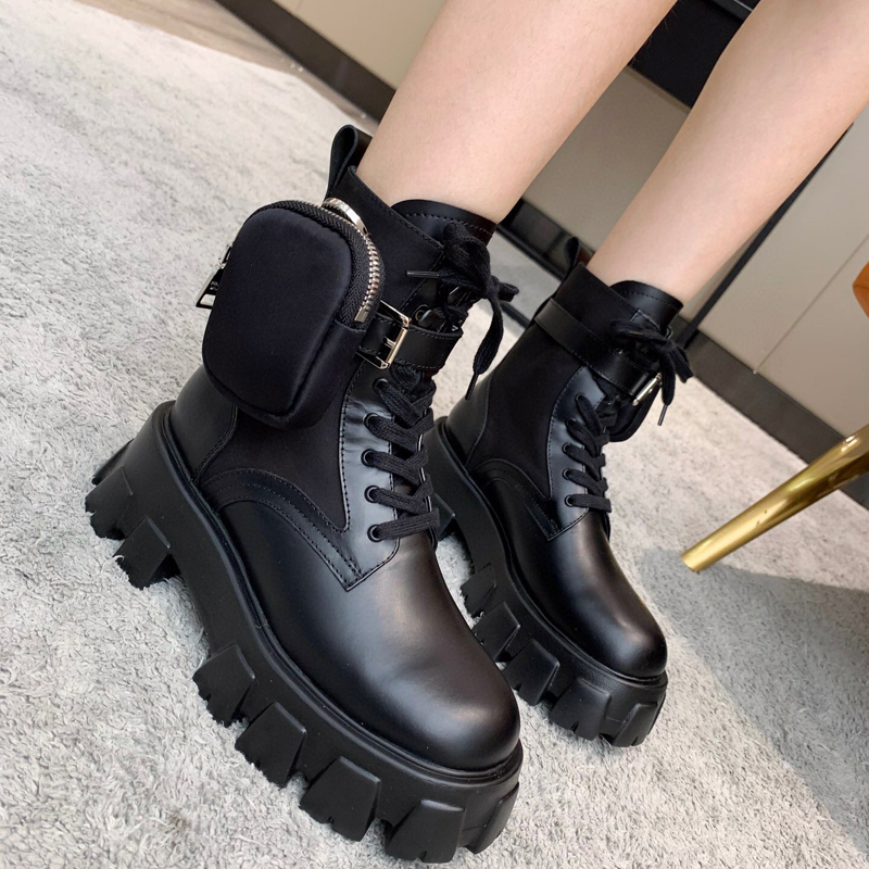 

Women Milano Motorcycle Boots Ladies Leather Removable Keycase Rois Boots Unique New Thick Bottom Knight Martin Boot Casual Shoes Sneakers, Black