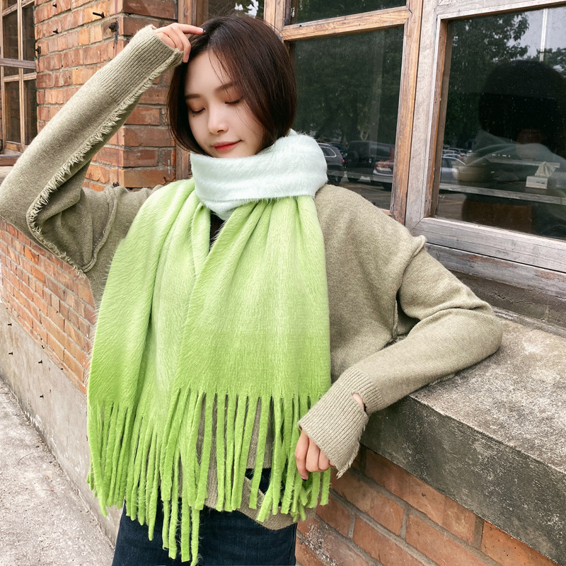 

Autumn Winter New Imitation Cashmere Color Matching Soft Gradient Color Scarf To Keep Warm Versatile Fashion Long Tassels C27