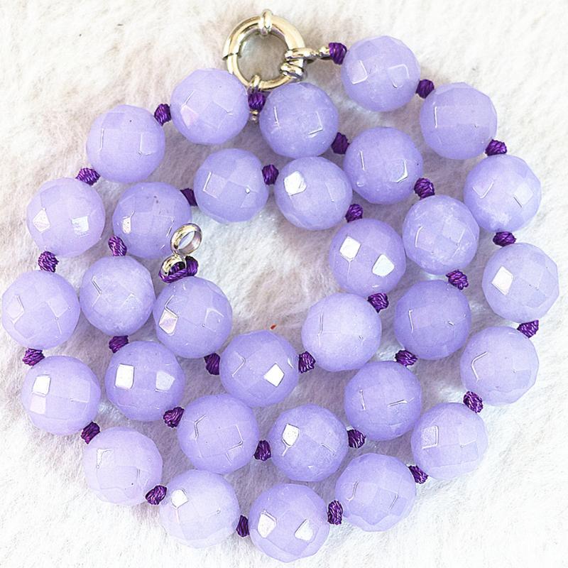 

Chokers Violet Purple Stone Jades Chalcedony 6mm 8mm 10mm 12mm Faceted Round Beads Necklace For Women Diy Jewelry 18inch B634