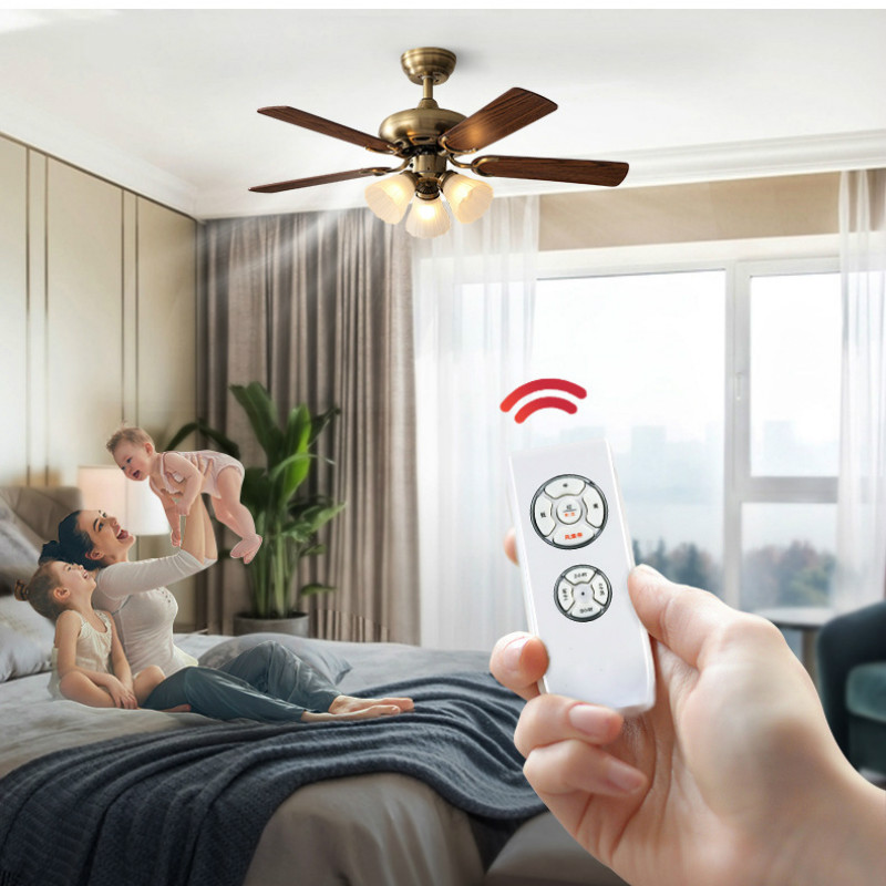 

Modern Simple Fan Lamp Household Hanging Fan Lamp Wooden Blade Iron Leaf Restaurant Living Room Electric Chandelier