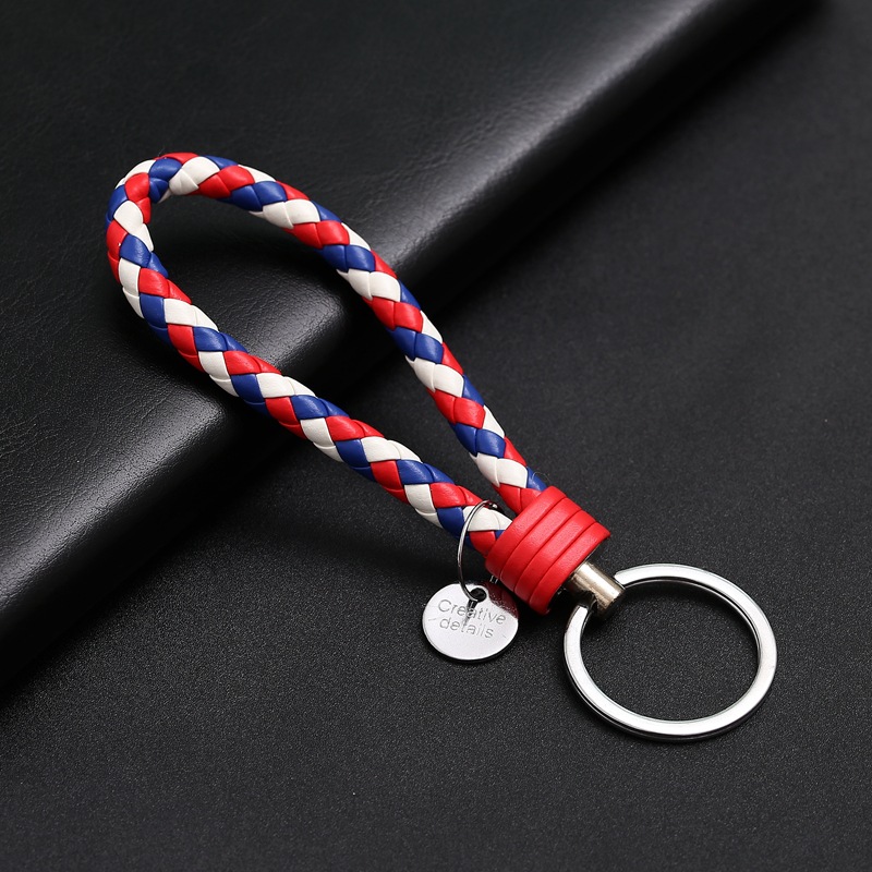 

Keychains Universal Braided Leather Keychain Key Chain Ring For Ford Focus 2 3 Hyundai Solaris I35 I25 Mazda 6 CX-5 Car Accessories