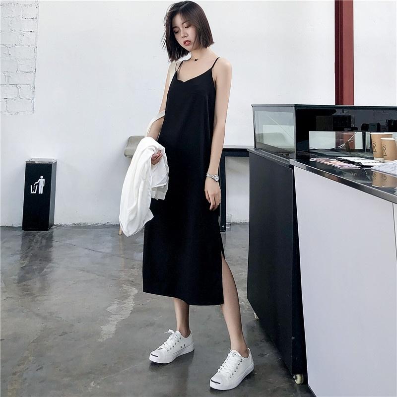 

Sexy Women Maxi Dress Black Sling Dress Female Summer 2019 Sleeveless V-neck Vest Long Women Dresses