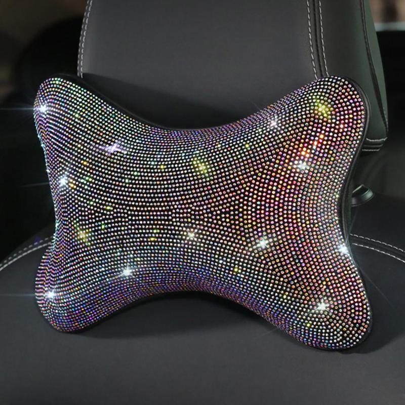 

Bling Rhinestones Diamond Car Seat Neck Rest Pillow Luster Crystal Headrest Head Support Car Decor Accessories