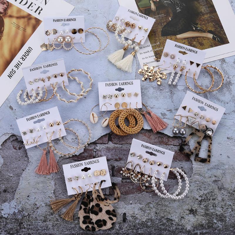 

ZOVOLI Tassel Pearl Hoop Earrings Set For Women Unique Gold Butterfly Hoops Earings Fashion Boho Jewelry 2020 Geometric Earrings