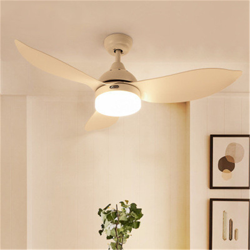 

Nordic Restaurant LED Ceiling Fan Light Remote Control Bedroom Living Room Balcony Simple Modern Home Quiet Retro LED Fan Light