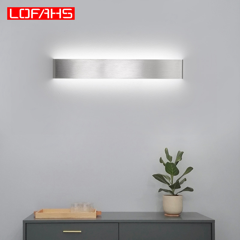 

LOFAHS Modern art LED wall lamps black silver bedroom bedside balcony aisle porch hotel simple strip Wall light source